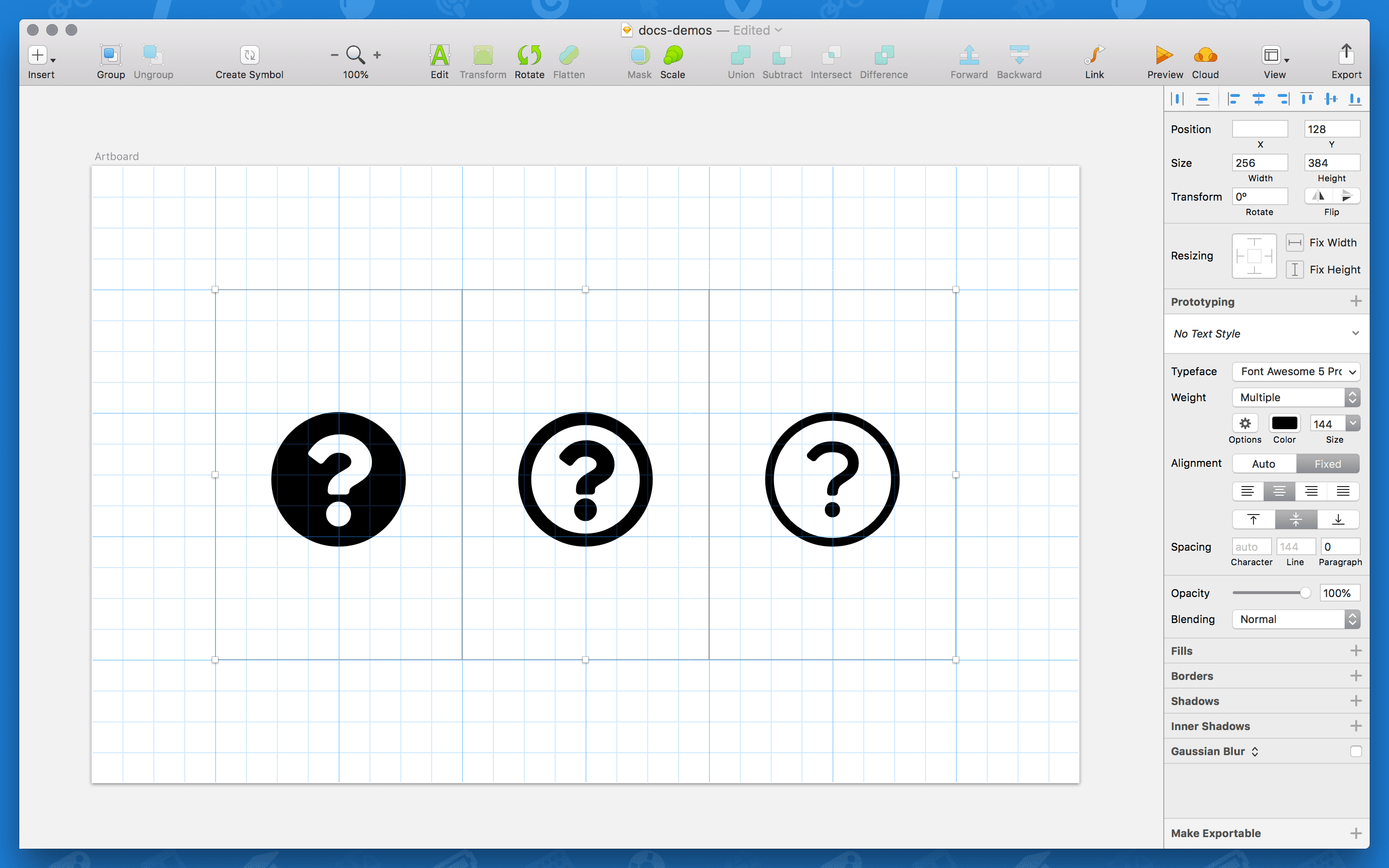 Using Glyphs Font Awesome