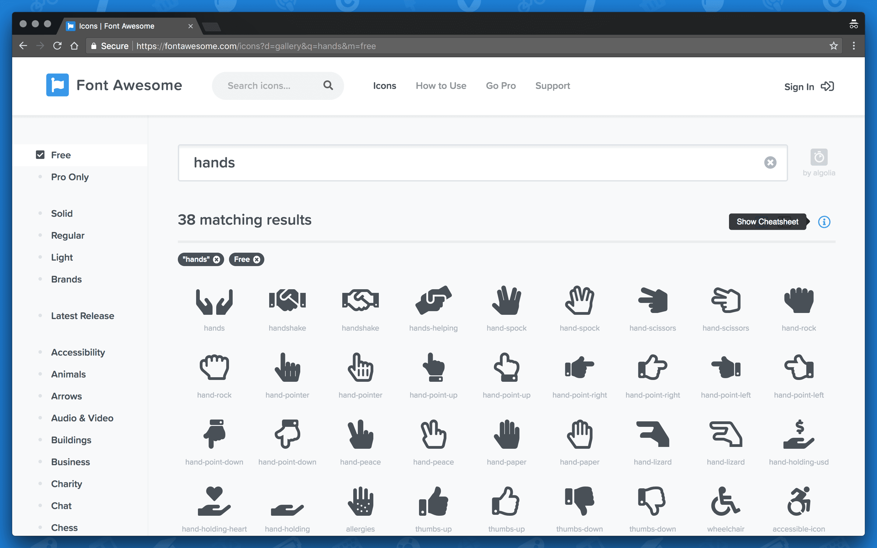 The Icon Cheatsheet Font Awesome